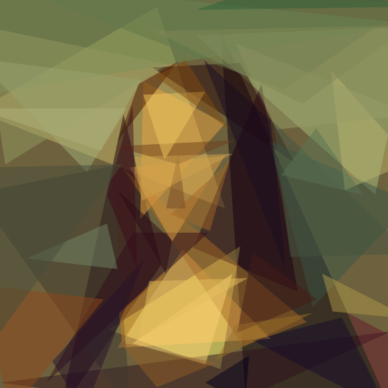 The Mona Lisa drawn with 50 triangles